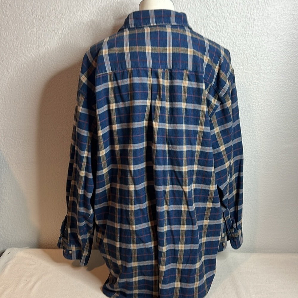 Premier International Men’s XL Flannel Button-Up Shirt – Blue Plaid - Picture 4 of 6